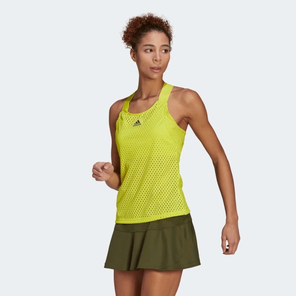 NWT $65 Adidas Womens Primeblue Y-Tank Top - Acid Yellow XS Tennis Tank Top